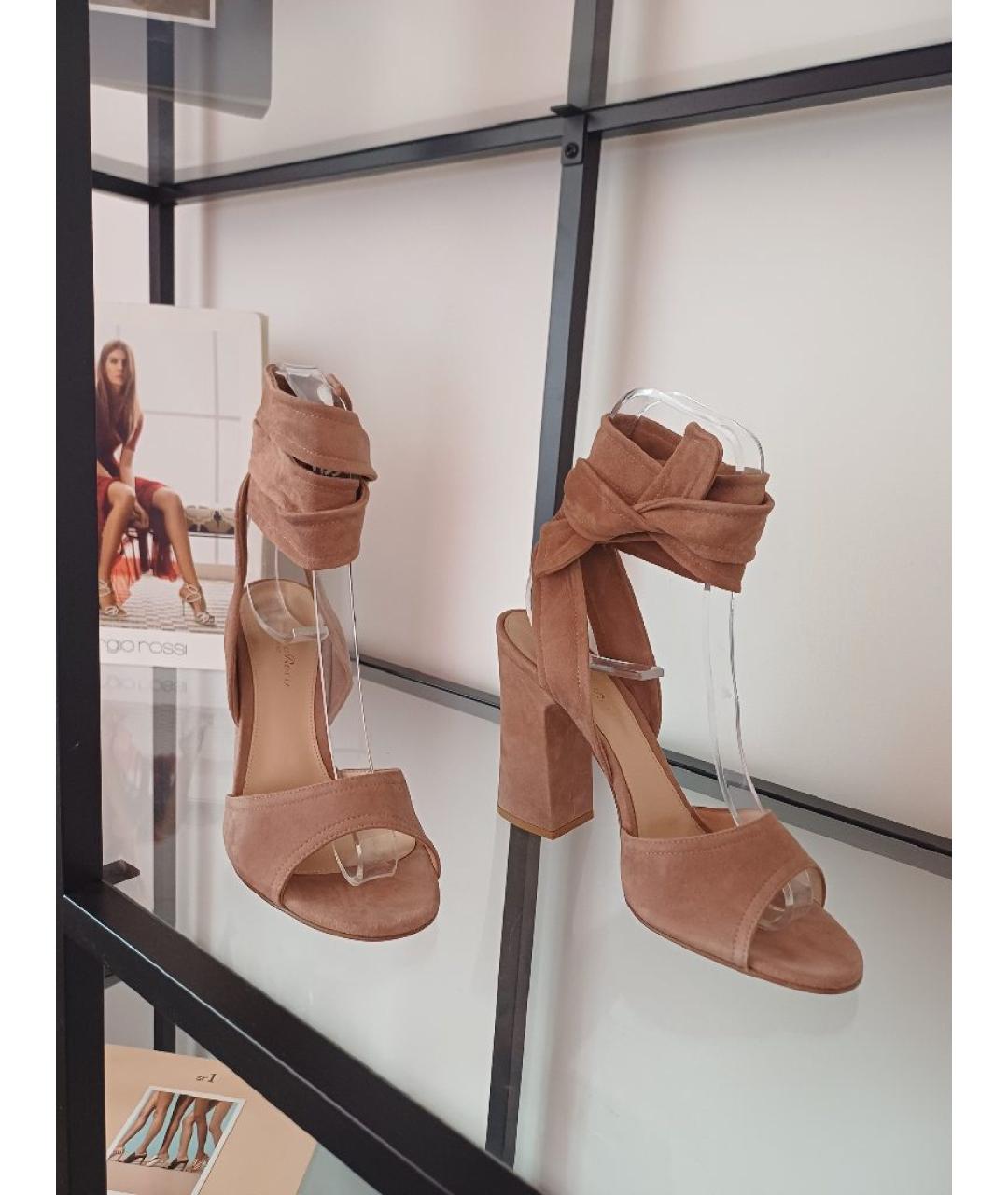 GIANVITO ROSSI Коричневые замшевые босоножки, фото 6