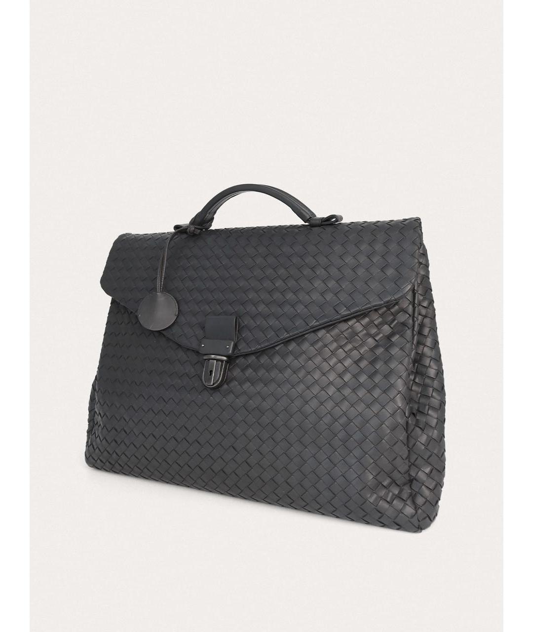 BOTTEGA VENETA Серый кожаный портфель, фото 3