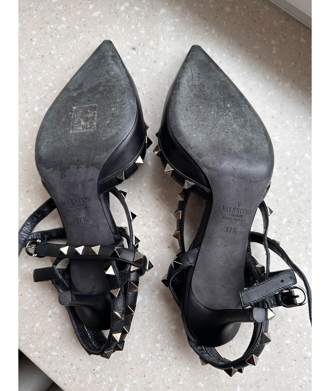 VALENTINO Черные кожаные босоножки, фото 2