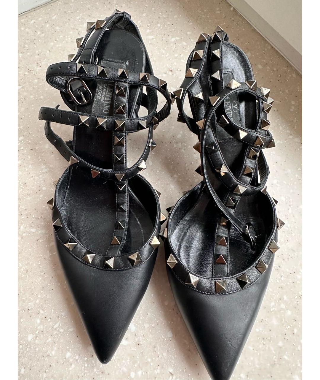 VALENTINO Черные кожаные босоножки, фото 4
