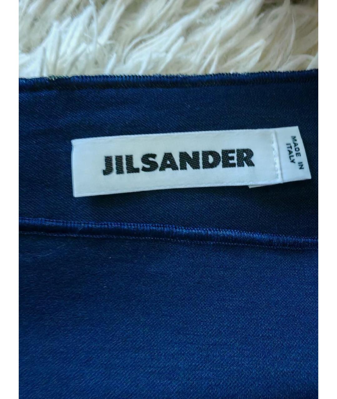 JIL SANDER Темно-синяя вискозная блузы, фото 3