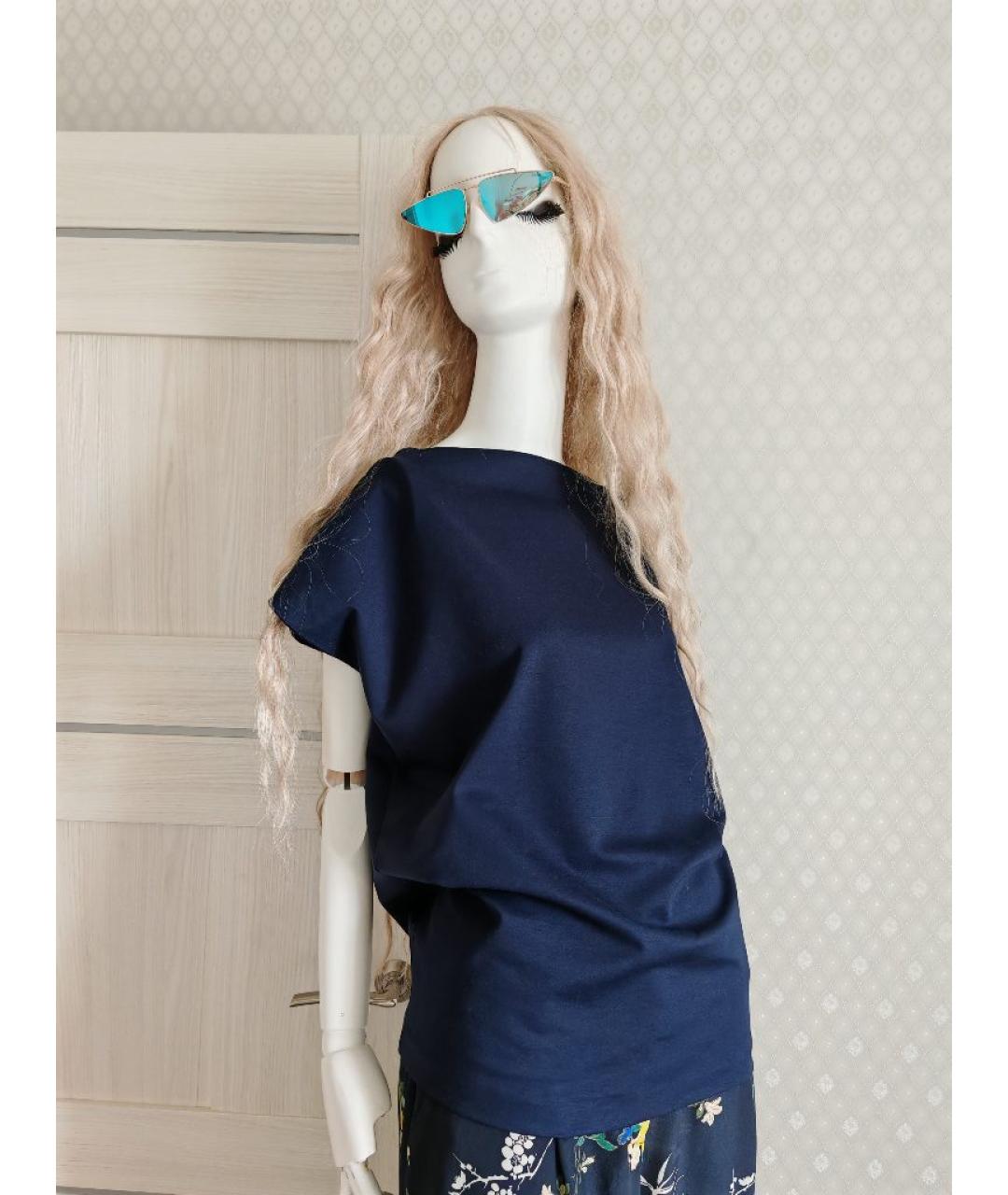 JIL SANDER Темно-синяя вискозная блузы, фото 4