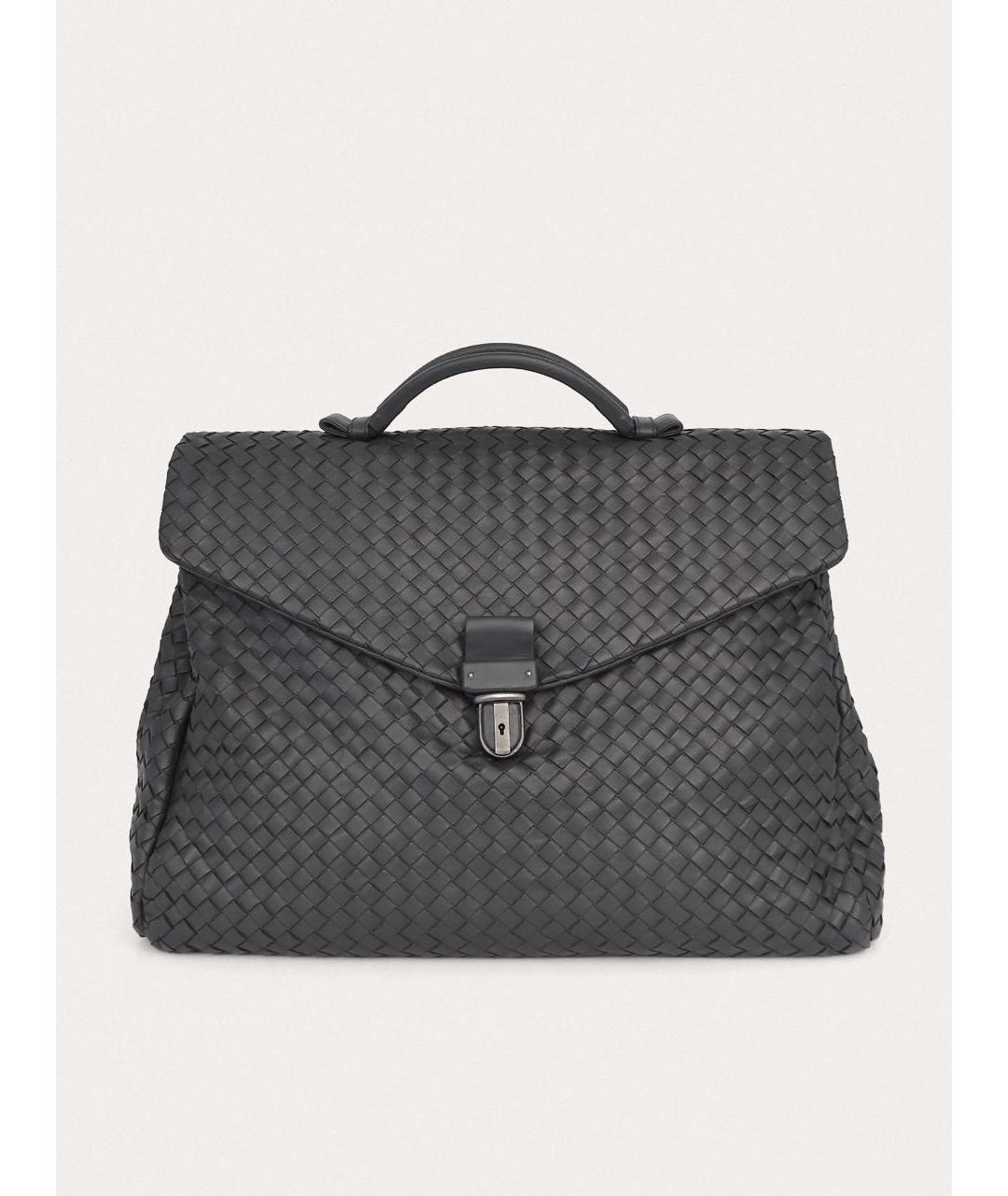 BOTTEGA VENETA Серый кожаный портфель, фото 9