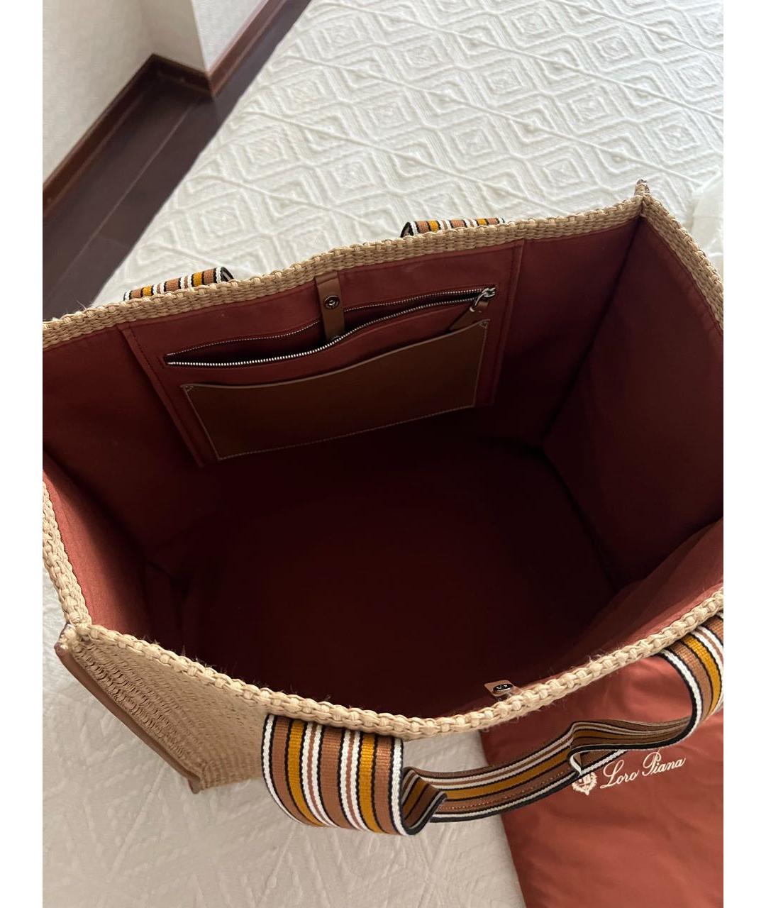 LORO PIANA Бежевая пляжная сумка, фото 3