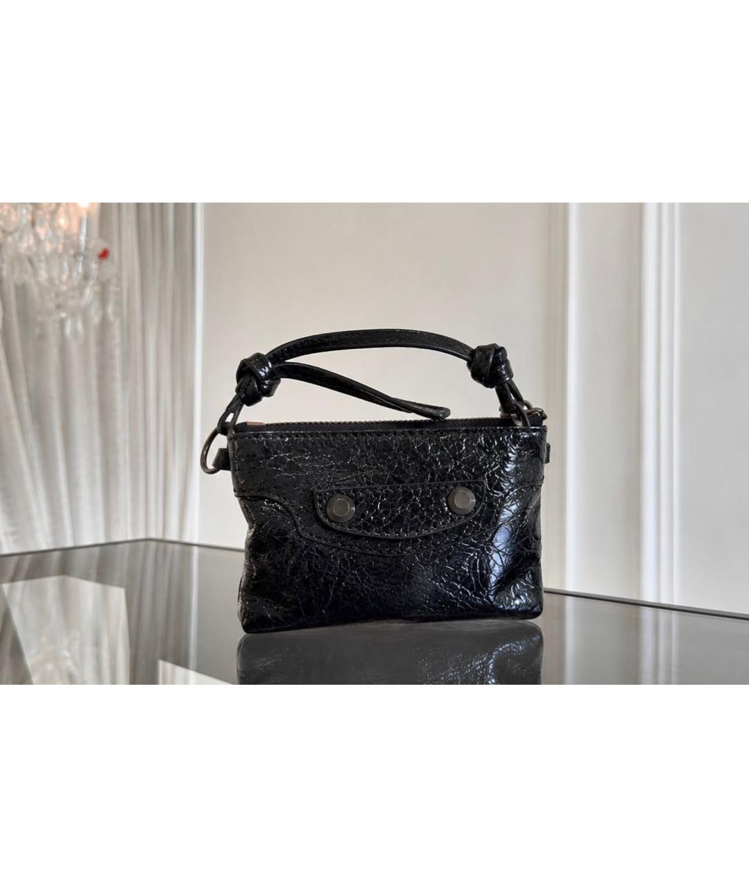 BALENCIAGA Черная кожаная сумка с короткими ручками, фото 2