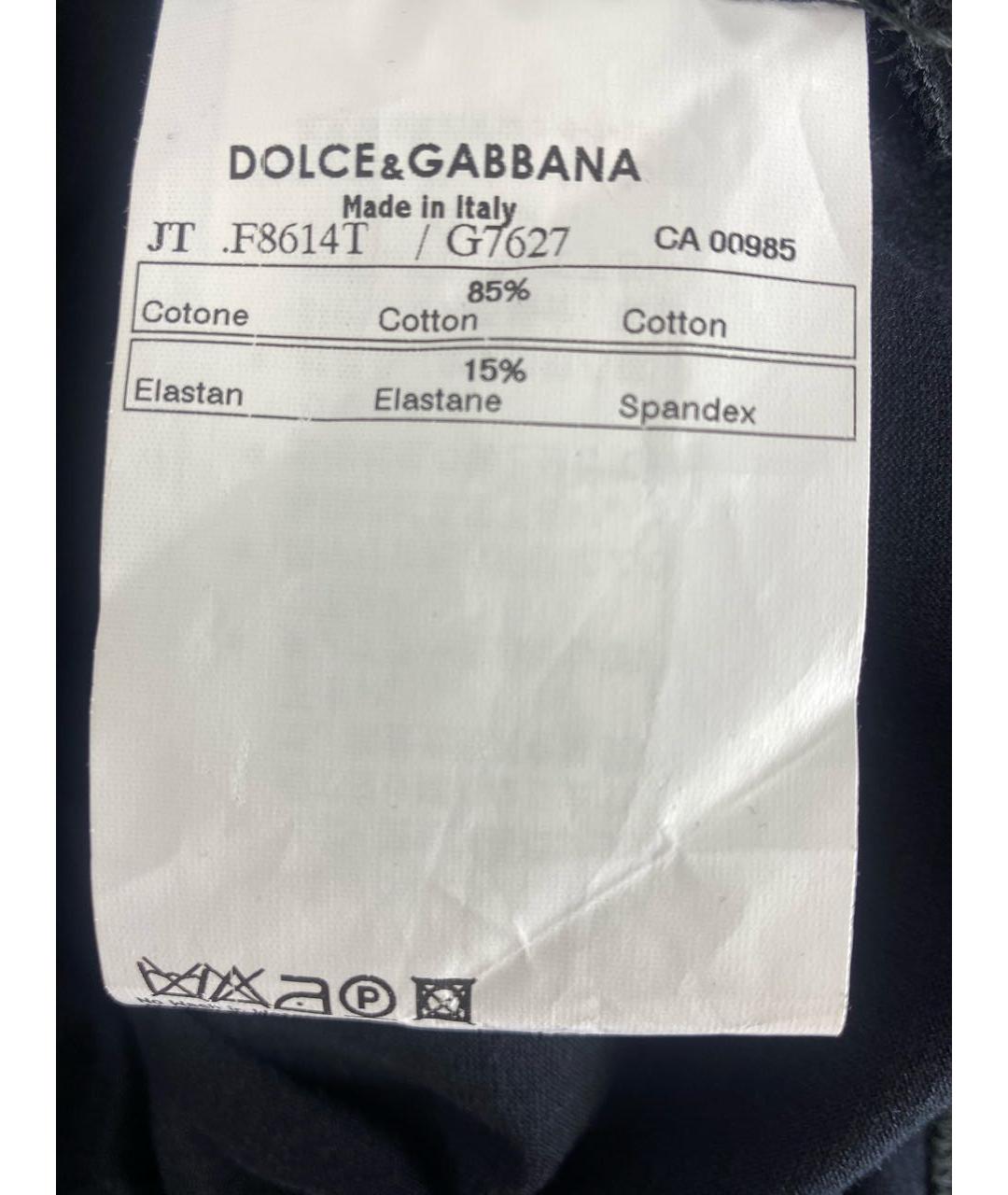 DOLCE&GABBANA Черная хлопко-эластановая футболка, фото 8