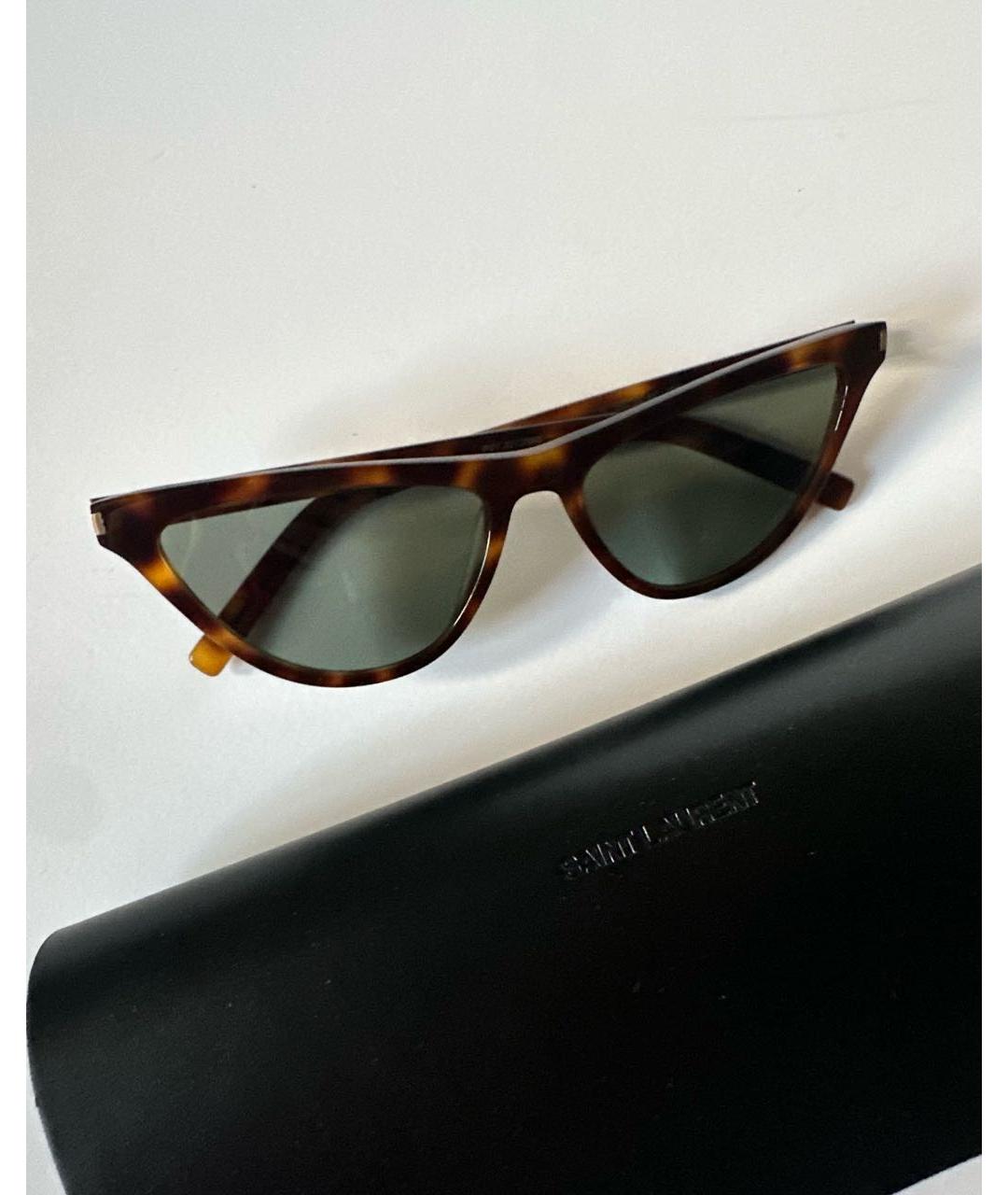 SAINT LAURENT Коричневые пластиковые солнцезащитные очки, фото 3