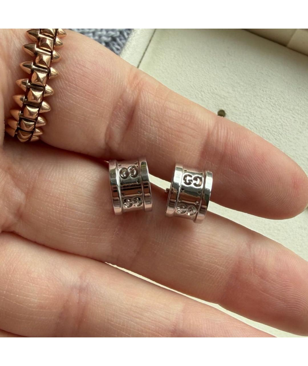 GUCCI Серебряные серьги из белого золота, фото 3