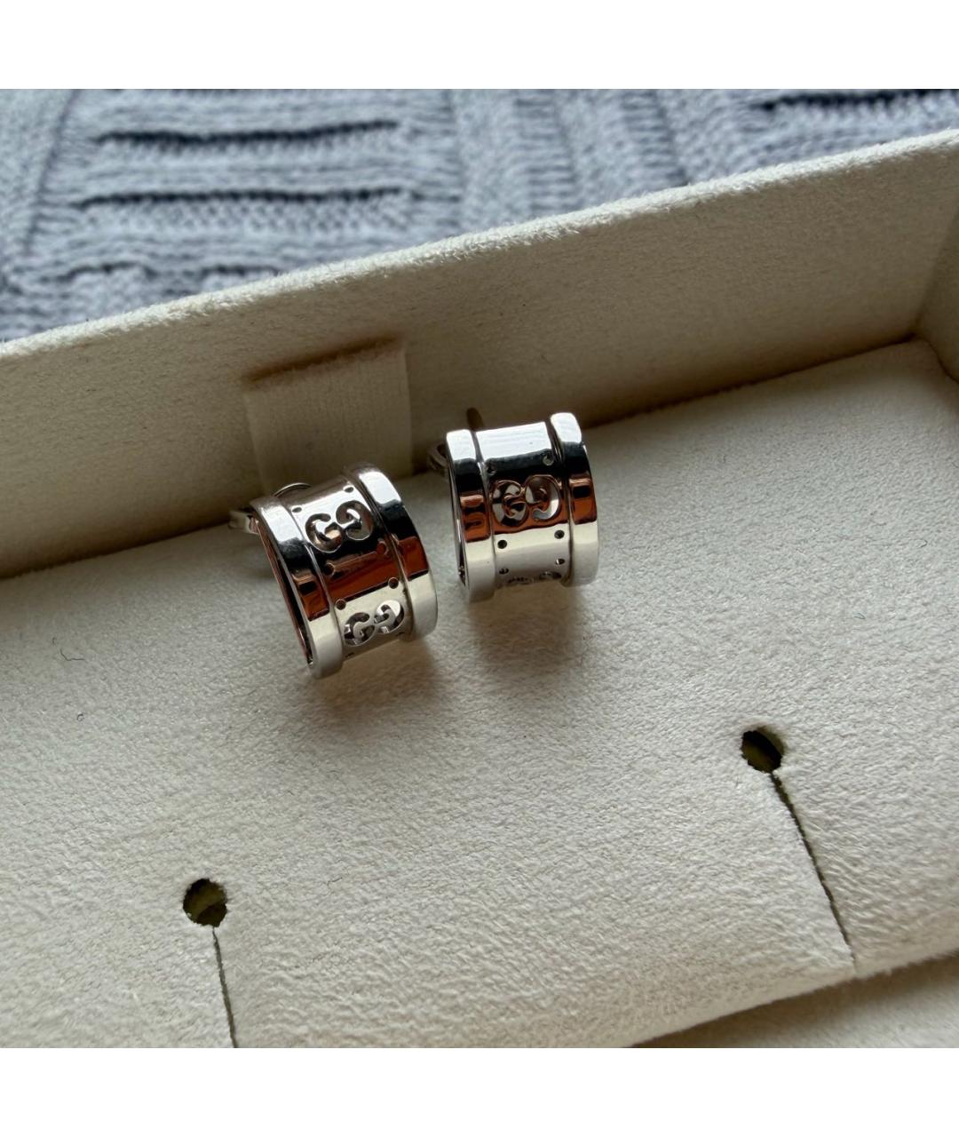 GUCCI Серебряные серьги из белого золота, фото 8