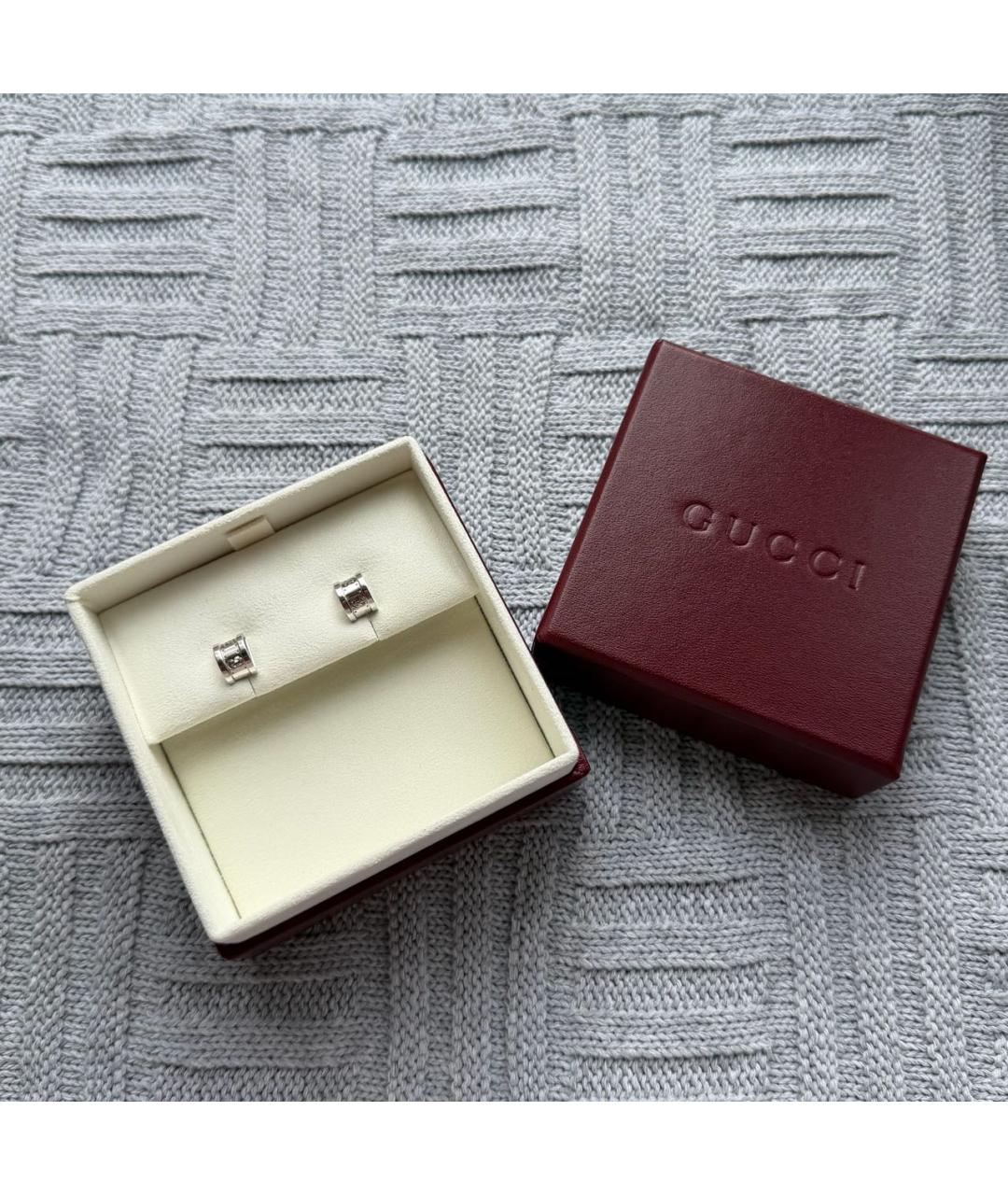 GUCCI Серебряные серьги из белого золота, фото 2
