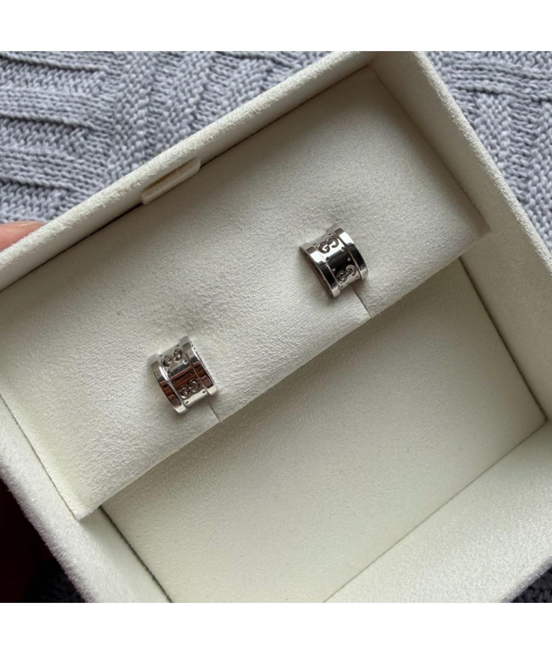 GUCCI Серебряные серьги из белого золота, фото 6