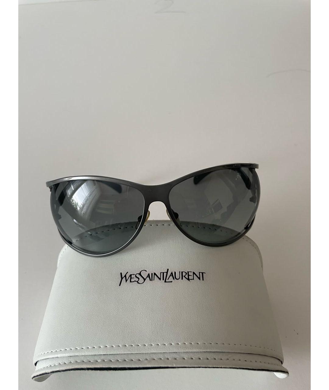 SAINT LAURENT Антрацитовые металлические солнцезащитные очки, фото 4