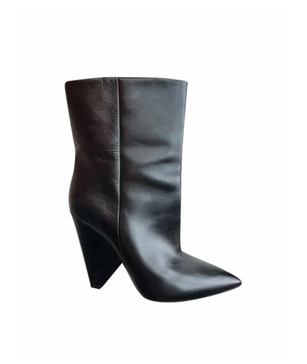SAINT LAURENT Черные кожаные полусапоги, фото 6