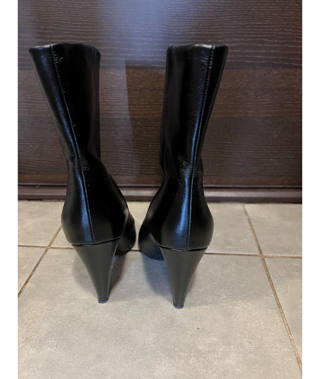 SAINT LAURENT Черные кожаные полусапоги, фото 4