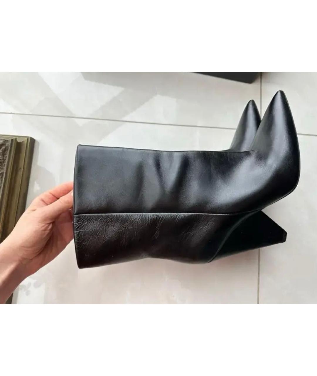 SAINT LAURENT Черные кожаные полусапоги, фото 2