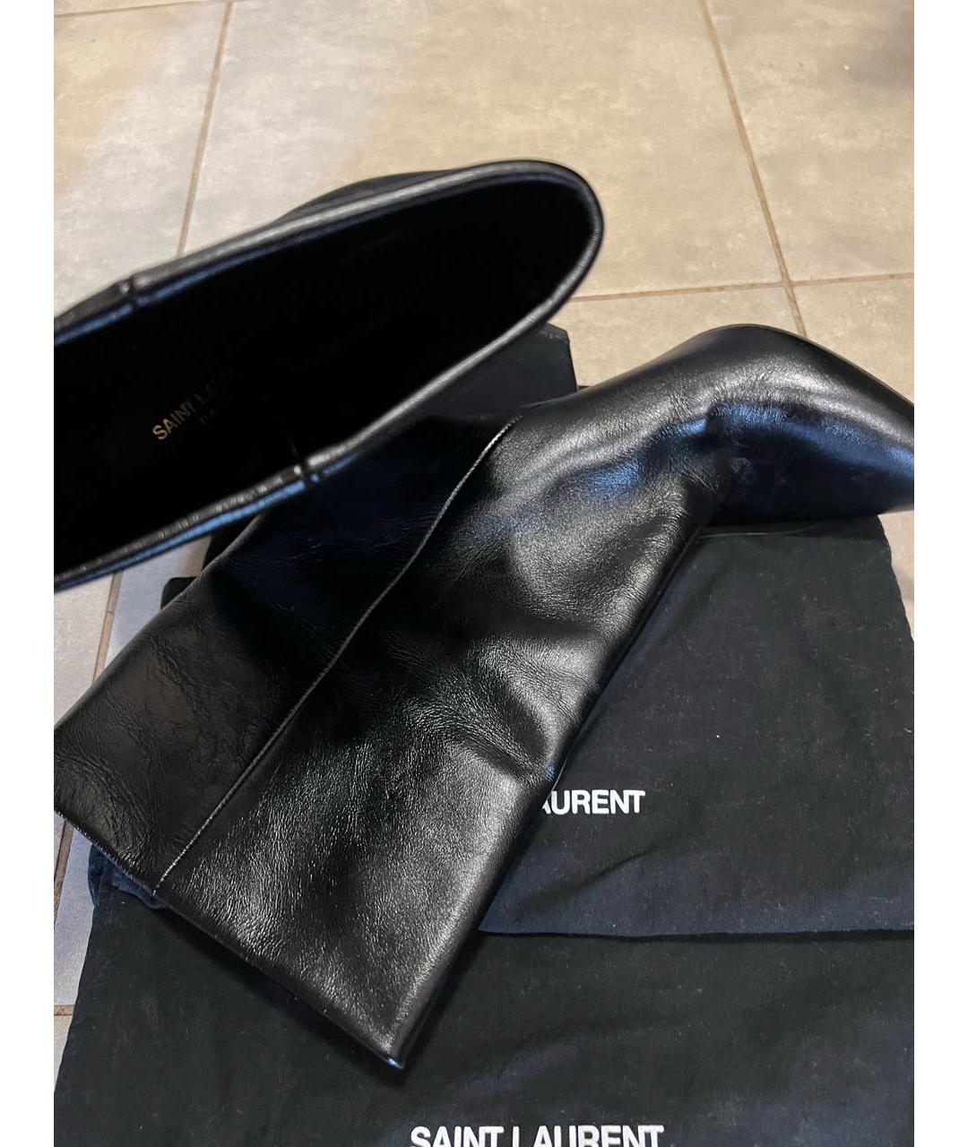 SAINT LAURENT Черные кожаные полусапоги, фото 5