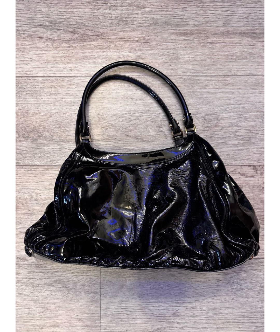 GUCCI Черная сумка тоут из лакированной кожи, фото 3