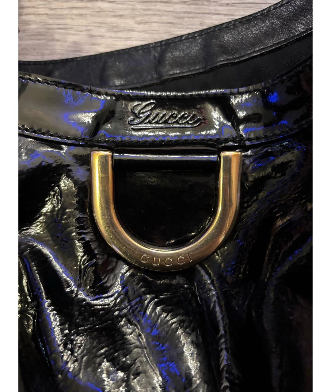 GUCCI Черная сумка тоут из лакированной кожи, фото 4