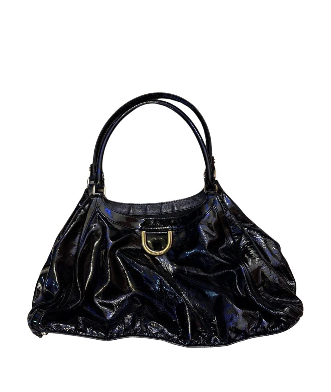 GUCCI Черная сумка тоут из лакированной кожи, фото 1