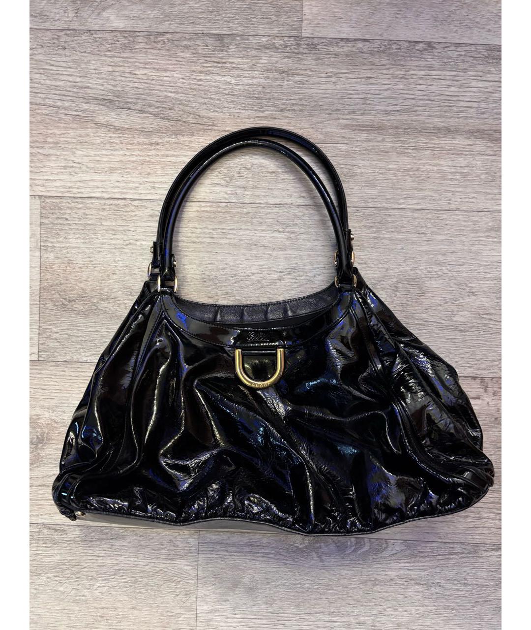 GUCCI Черная сумка тоут из лакированной кожи, фото 8