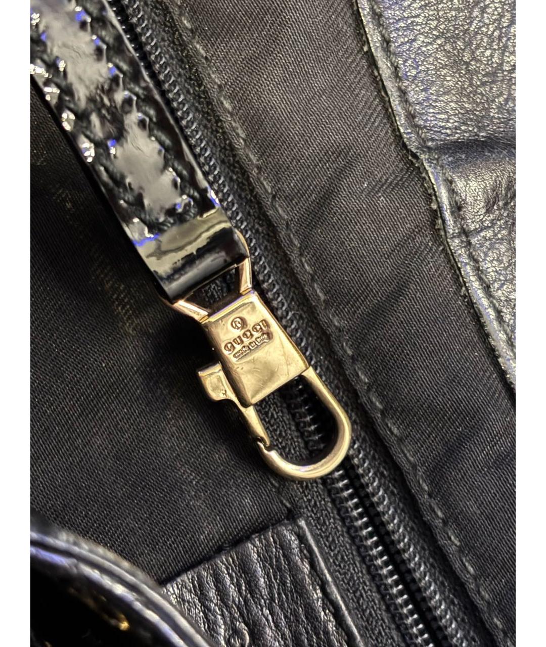 GUCCI Черная сумка тоут из лакированной кожи, фото 5