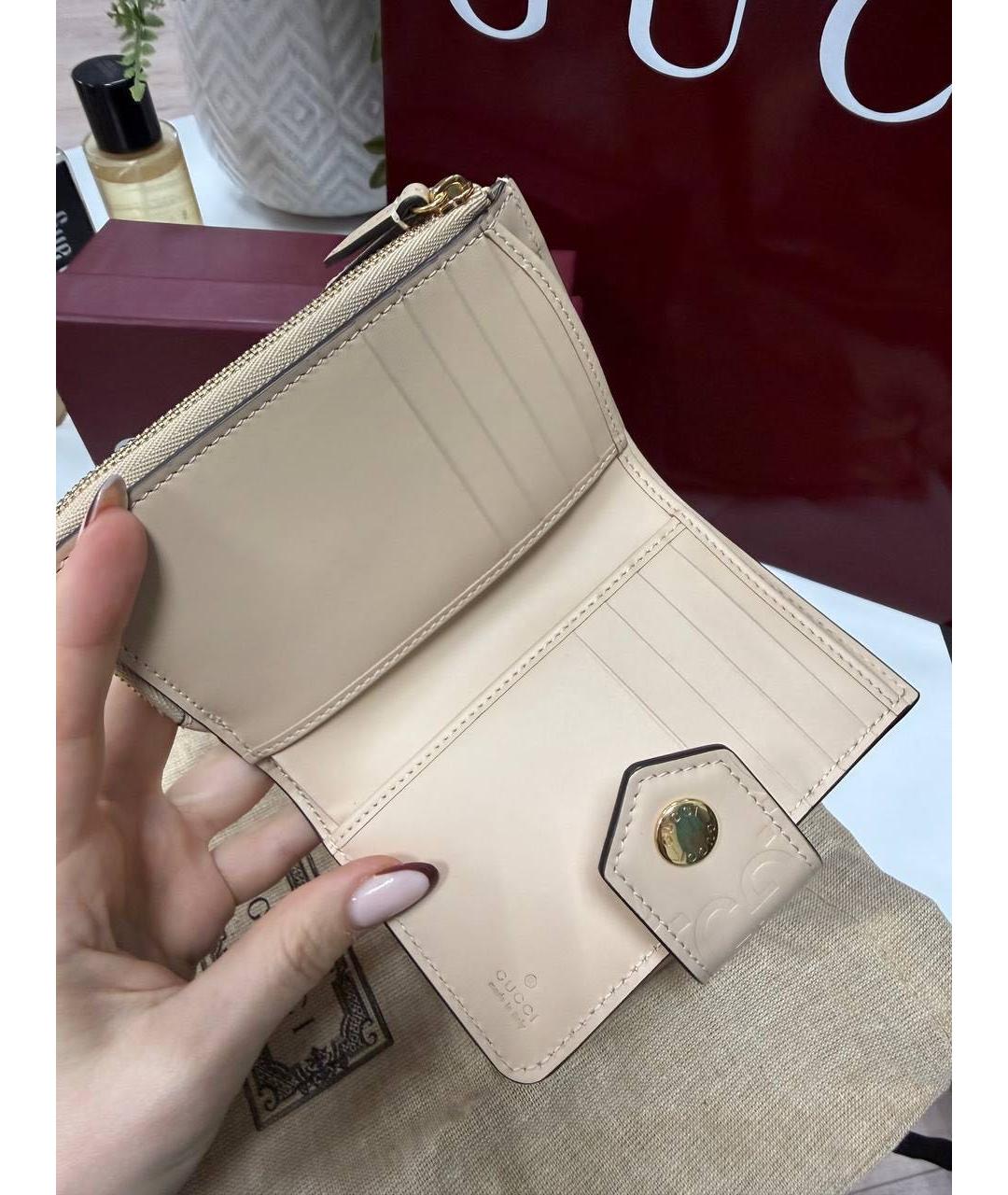 GUCCI Бежевый кожаный кошелек, фото 3