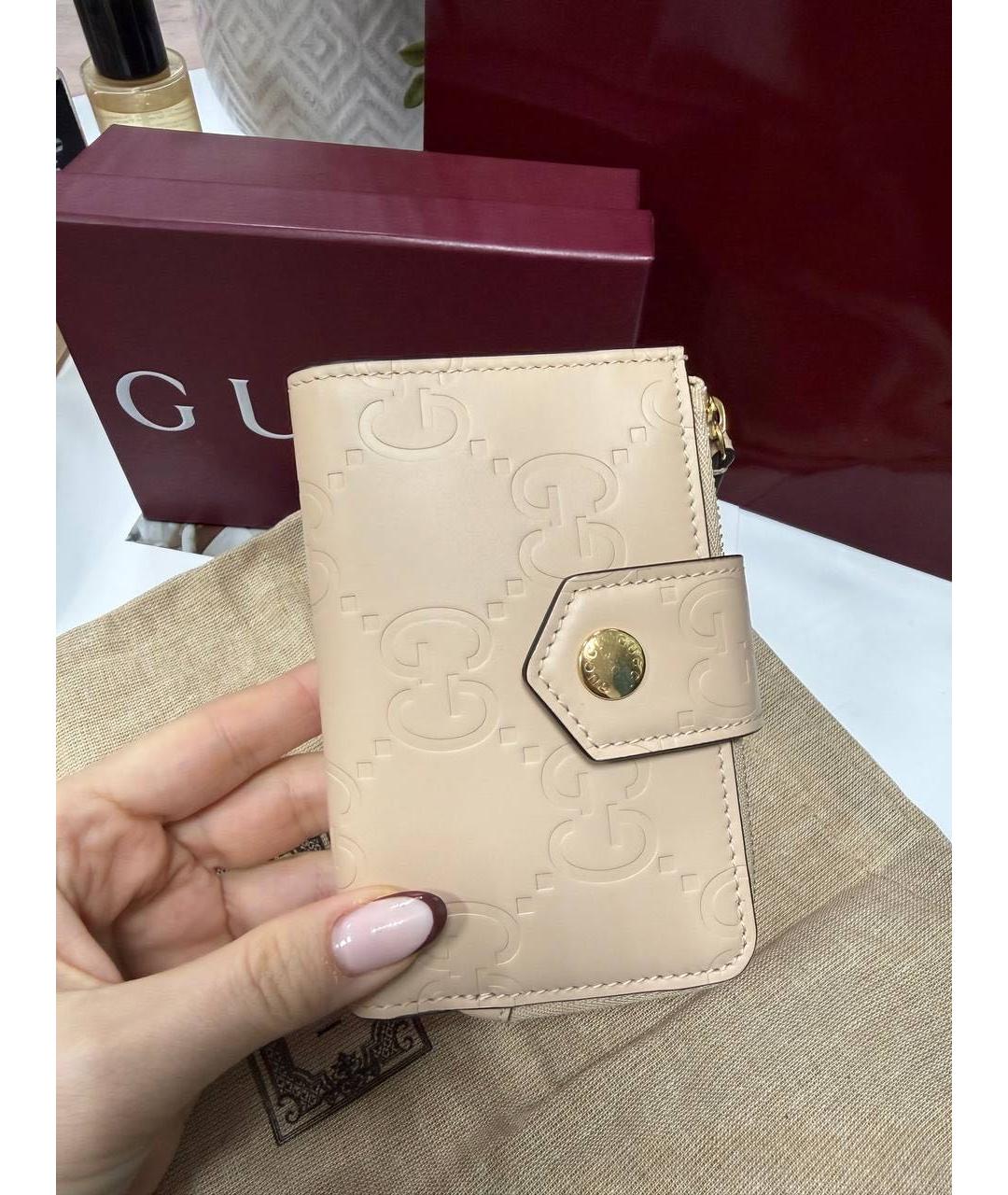 GUCCI Бежевый кожаный кошелек, фото 5