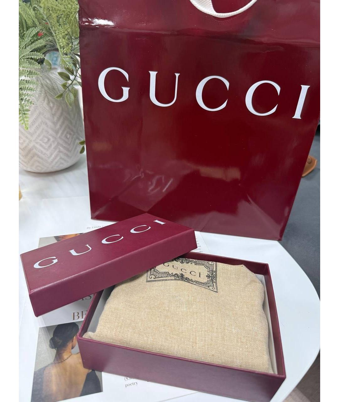 GUCCI Бежевый кожаный кошелек, фото 4