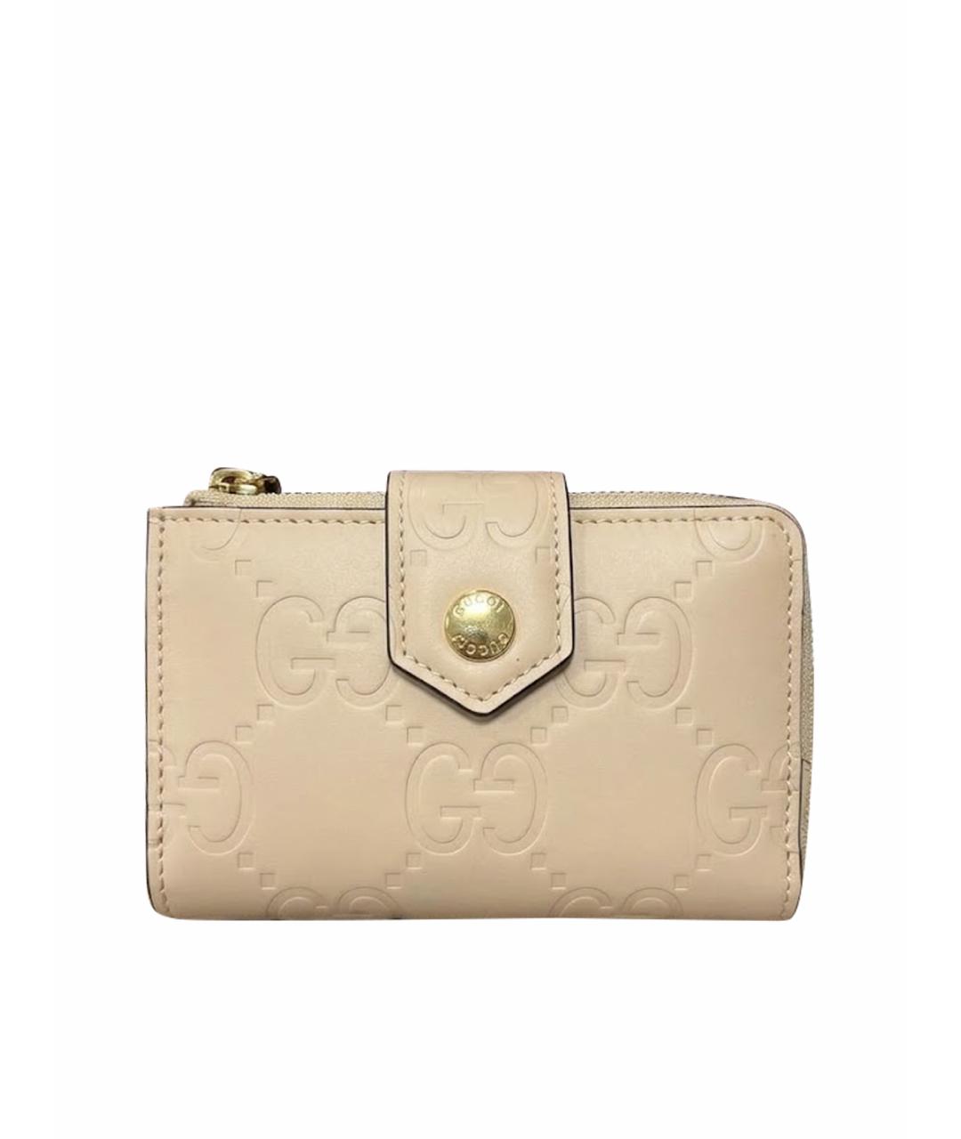 GUCCI Бежевый кожаный кошелек, фото 1