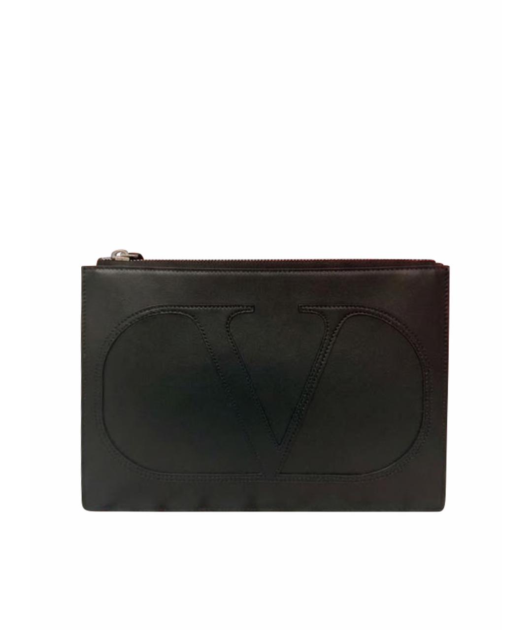 VALENTINO Черная кожаная барсетка, фото 1