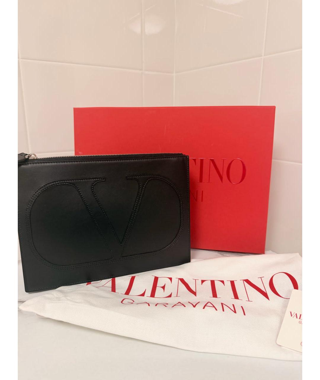 VALENTINO Черная кожаная барсетка, фото 8