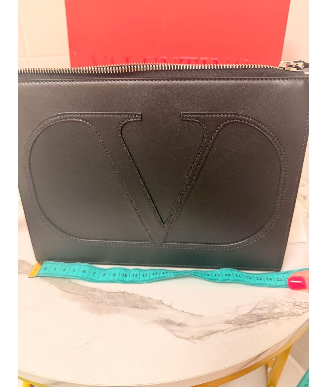 VALENTINO Черная кожаная барсетка, фото 6