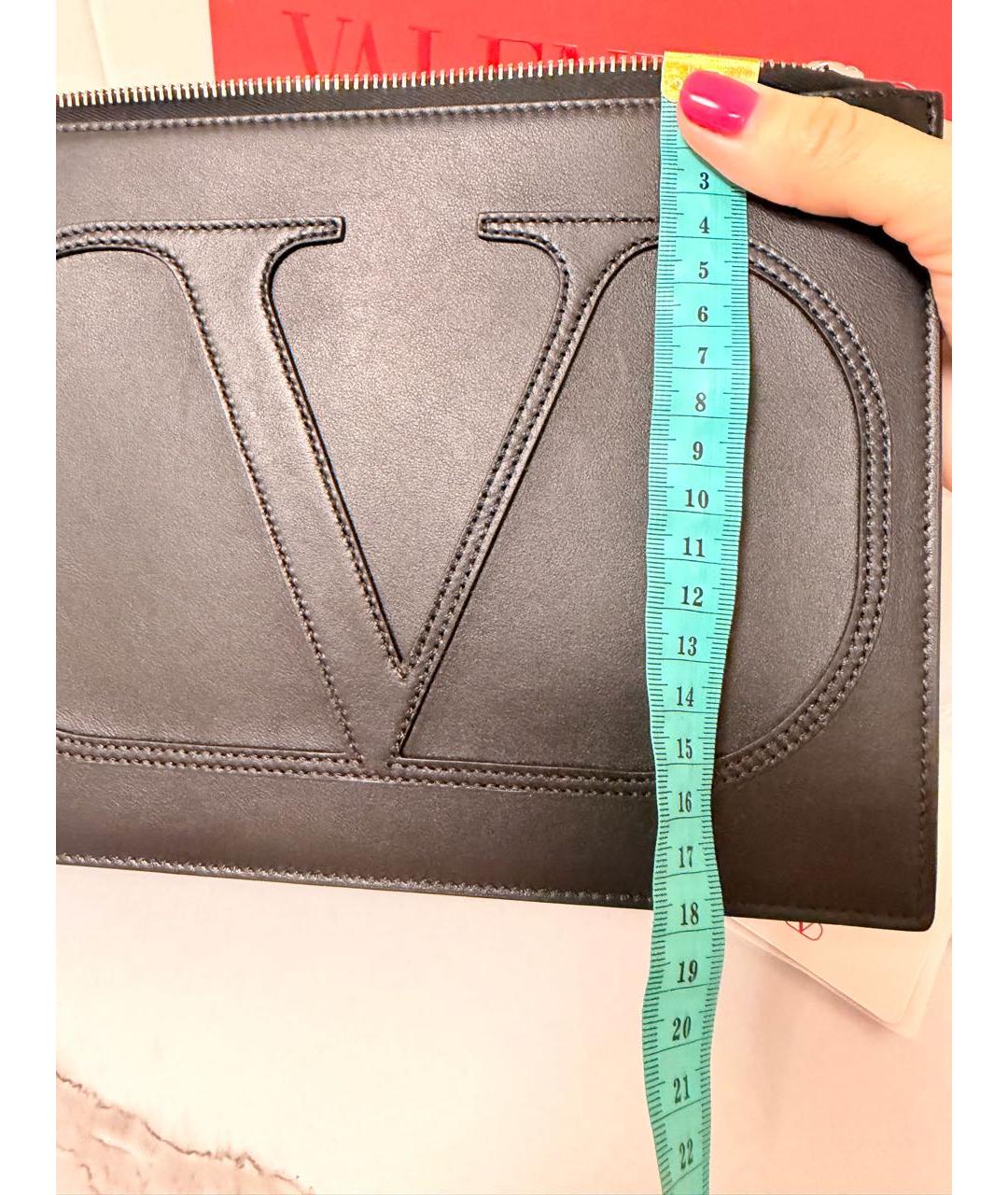 VALENTINO Черная кожаная барсетка, фото 7