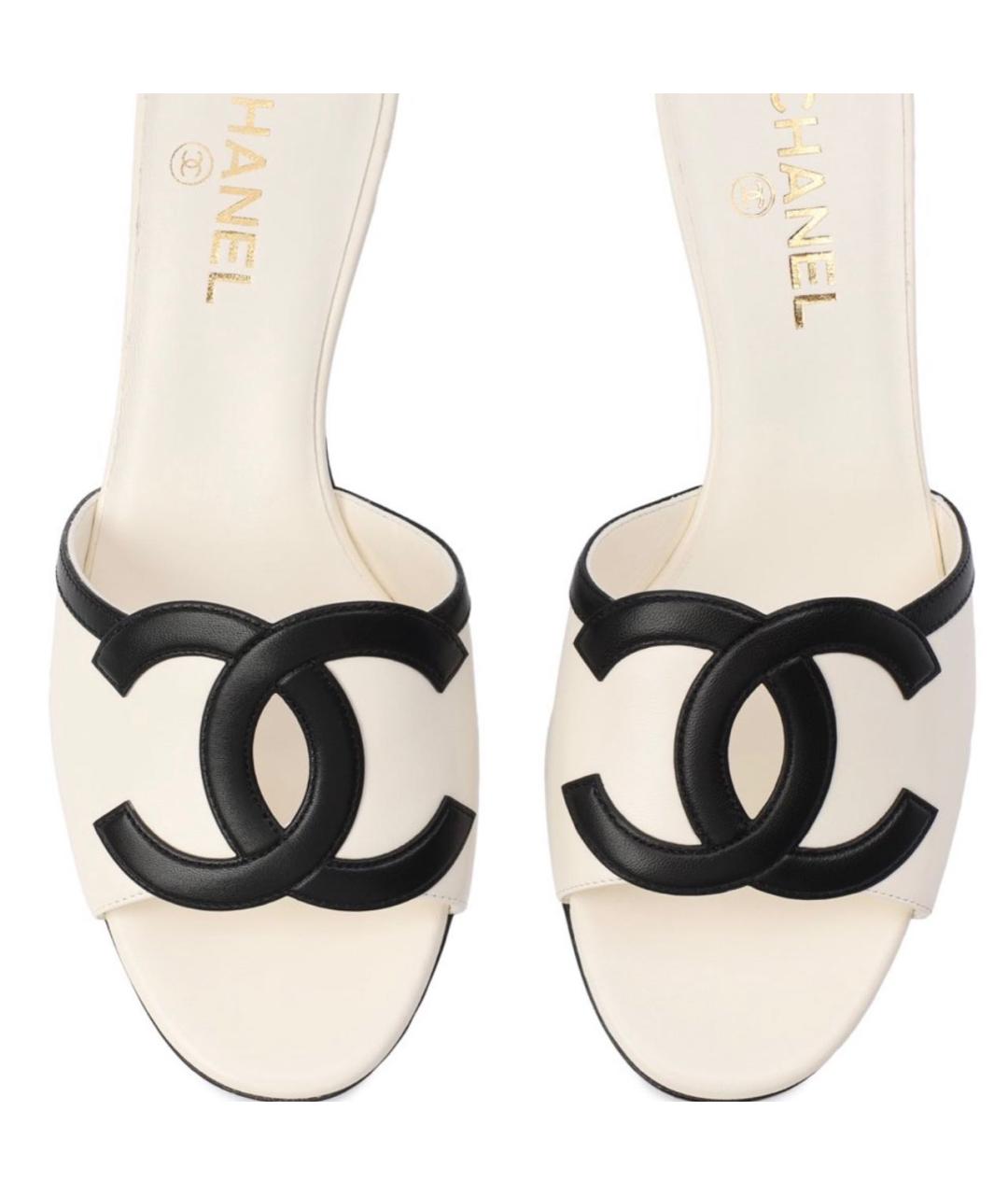 CHANEL Белые кожаные мюли, фото 3