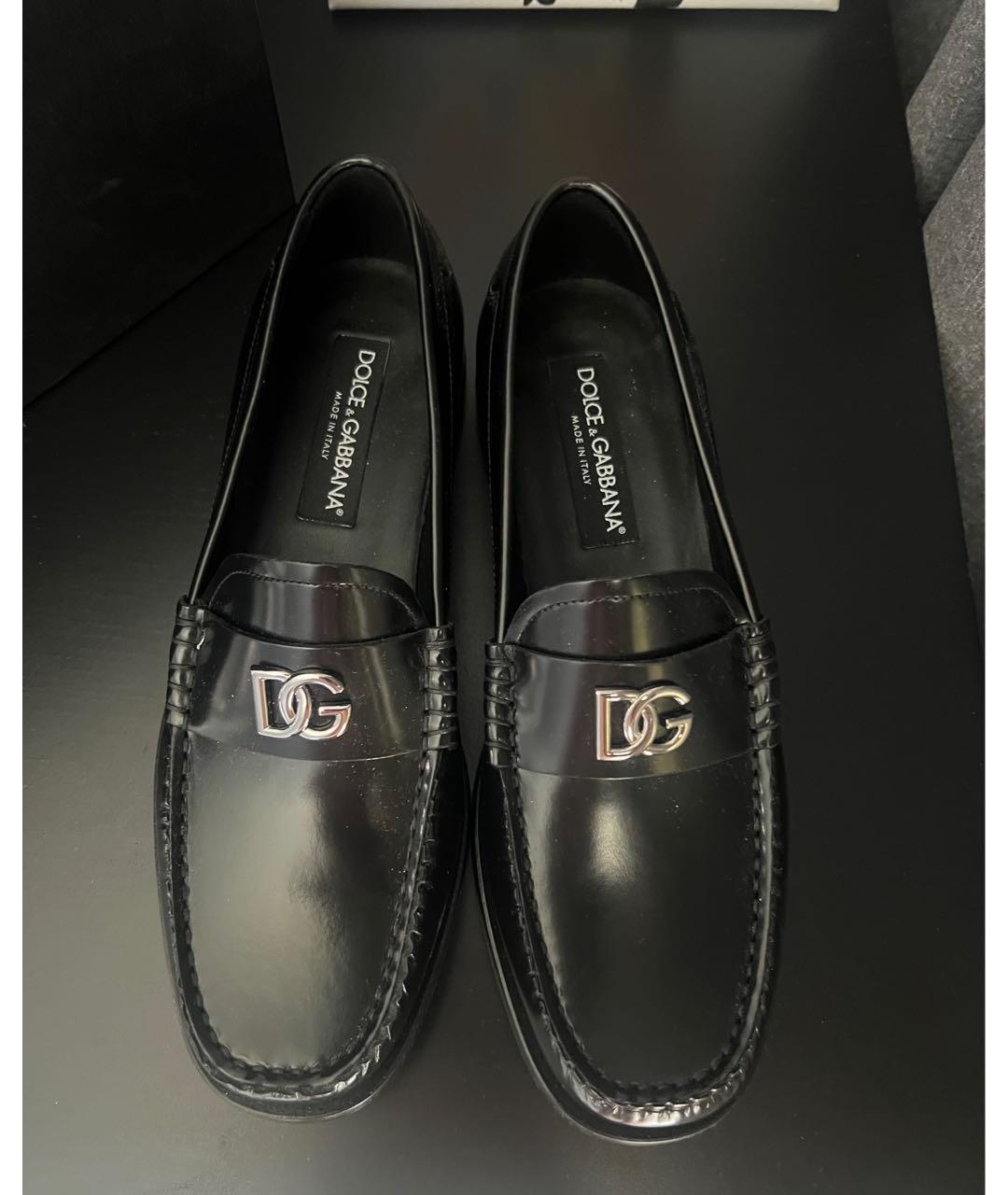 DOLCE&GABBANA Черные кожаные лоферы, фото 2