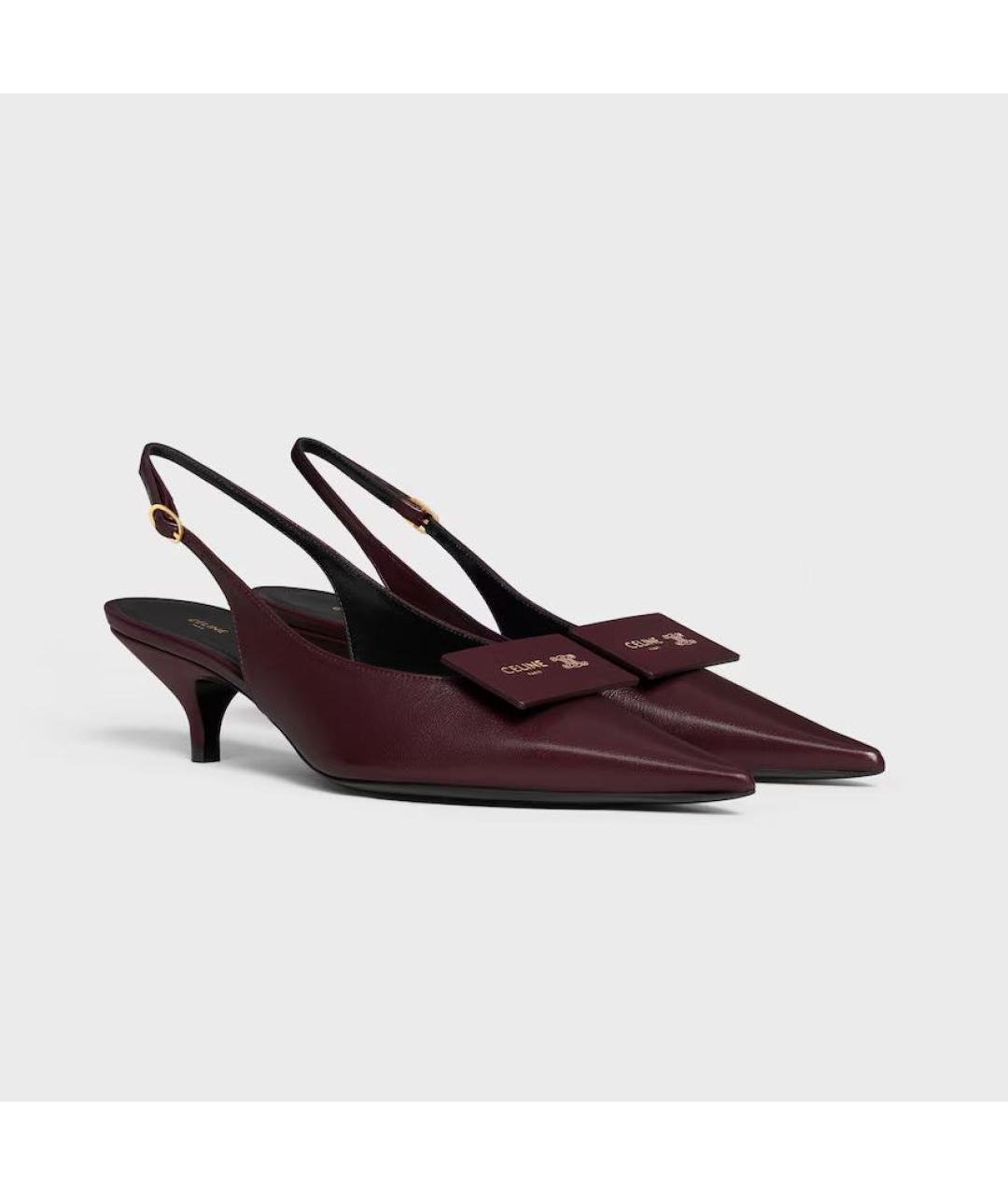 CELINE Бордовые кожаные туфли, фото 2