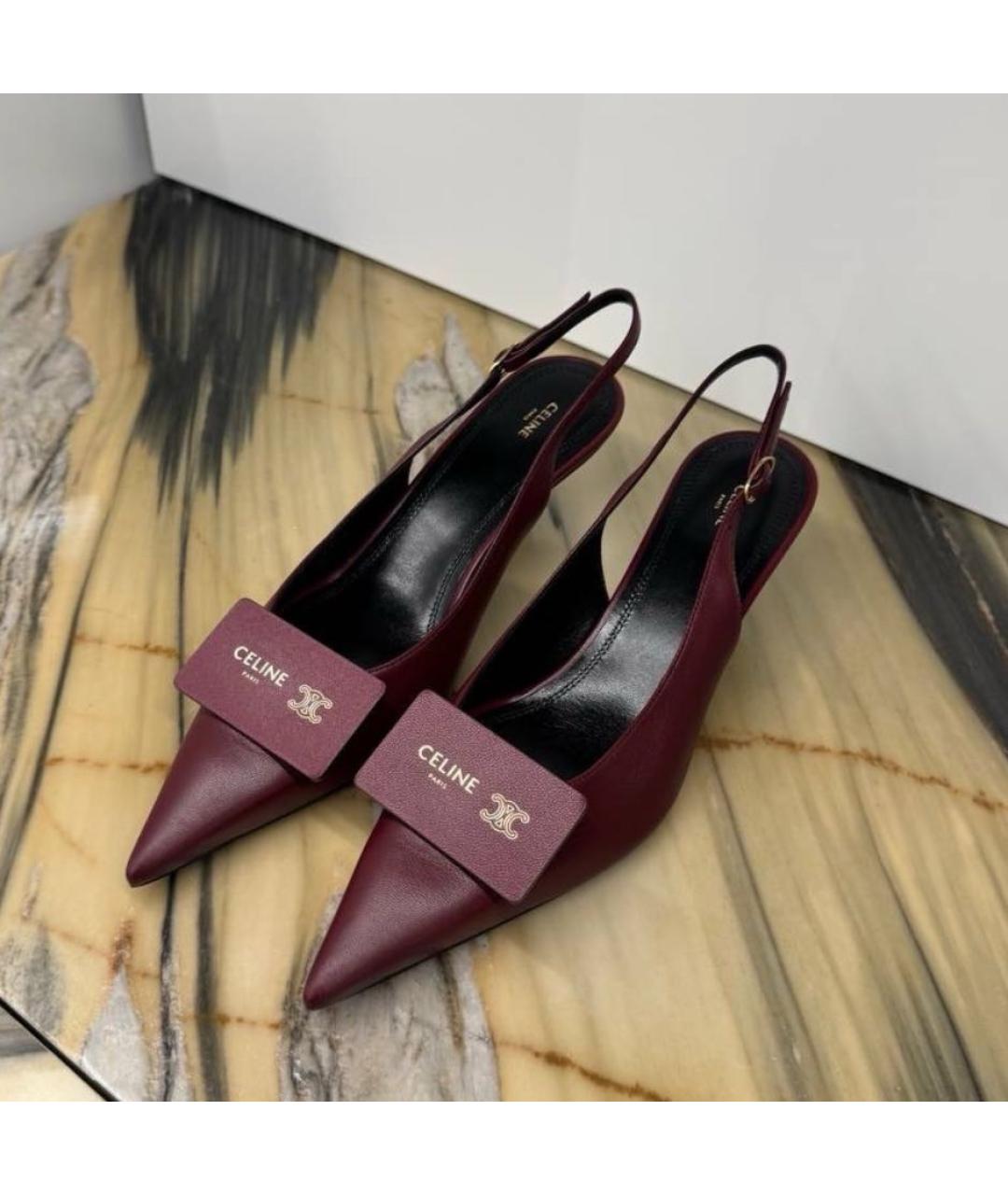 CELINE Бордовые кожаные туфли, фото 5
