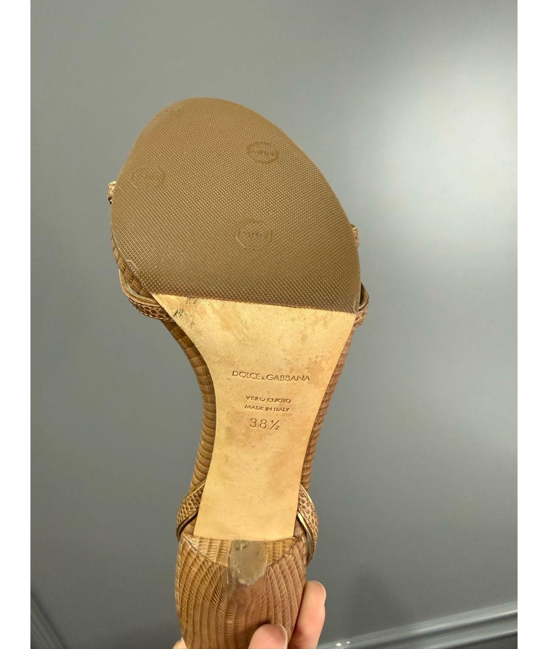 DOLCE&GABBANA Коричневые кожаные босоножки, фото 4