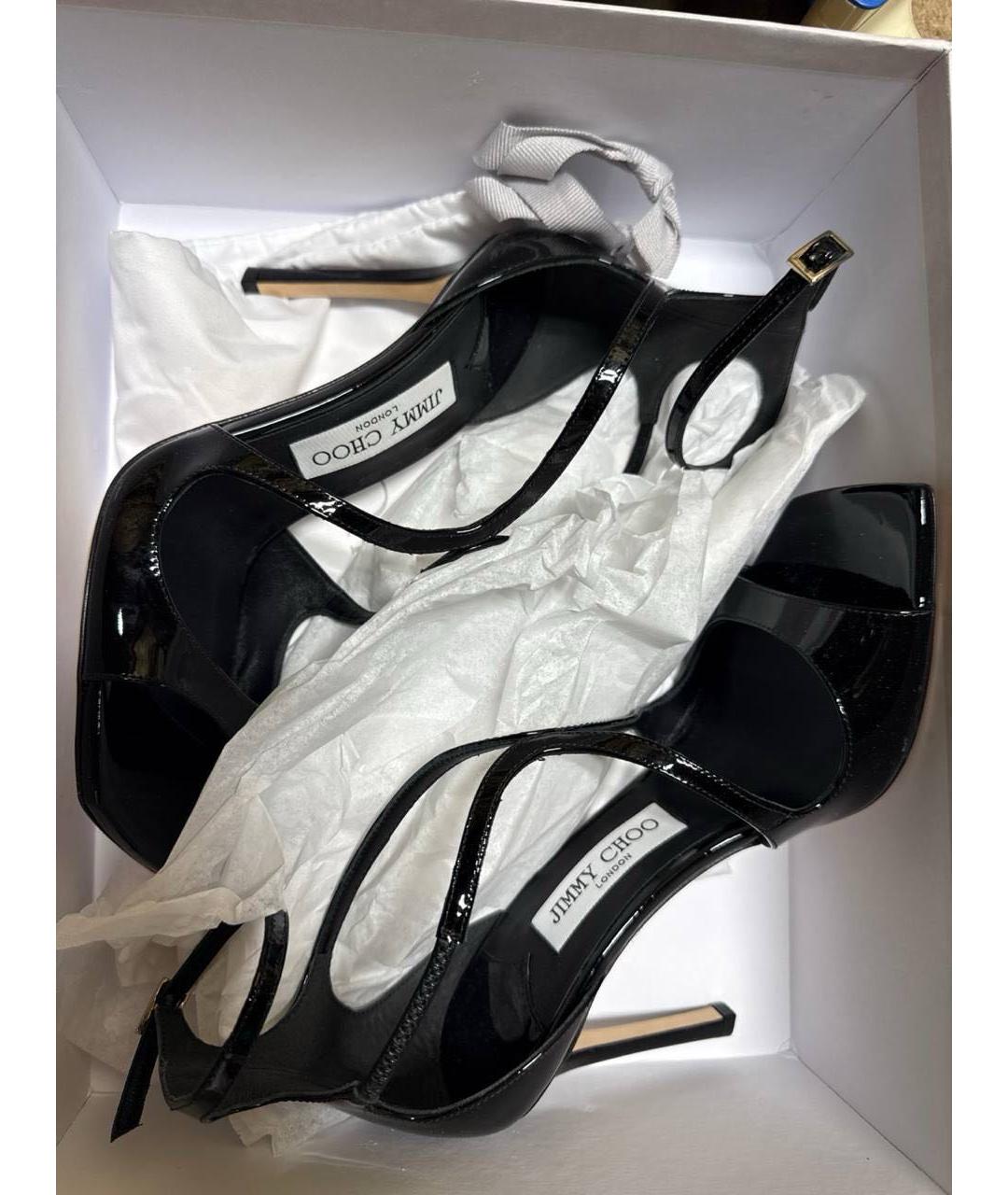 JIMMY CHOO Черные босоножки из лакированной кожи, фото 2