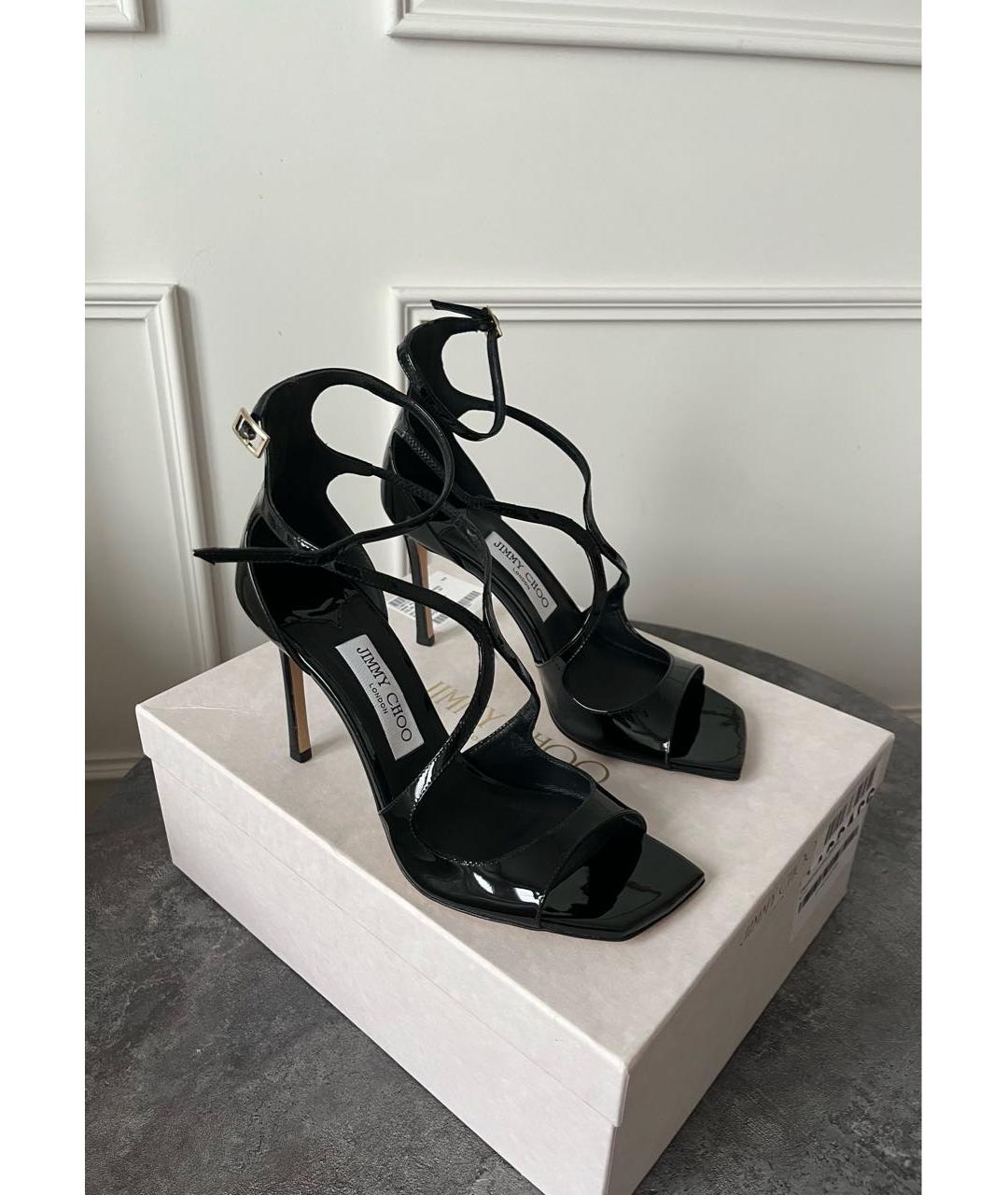 JIMMY CHOO Черные босоножки из лакированной кожи, фото 5