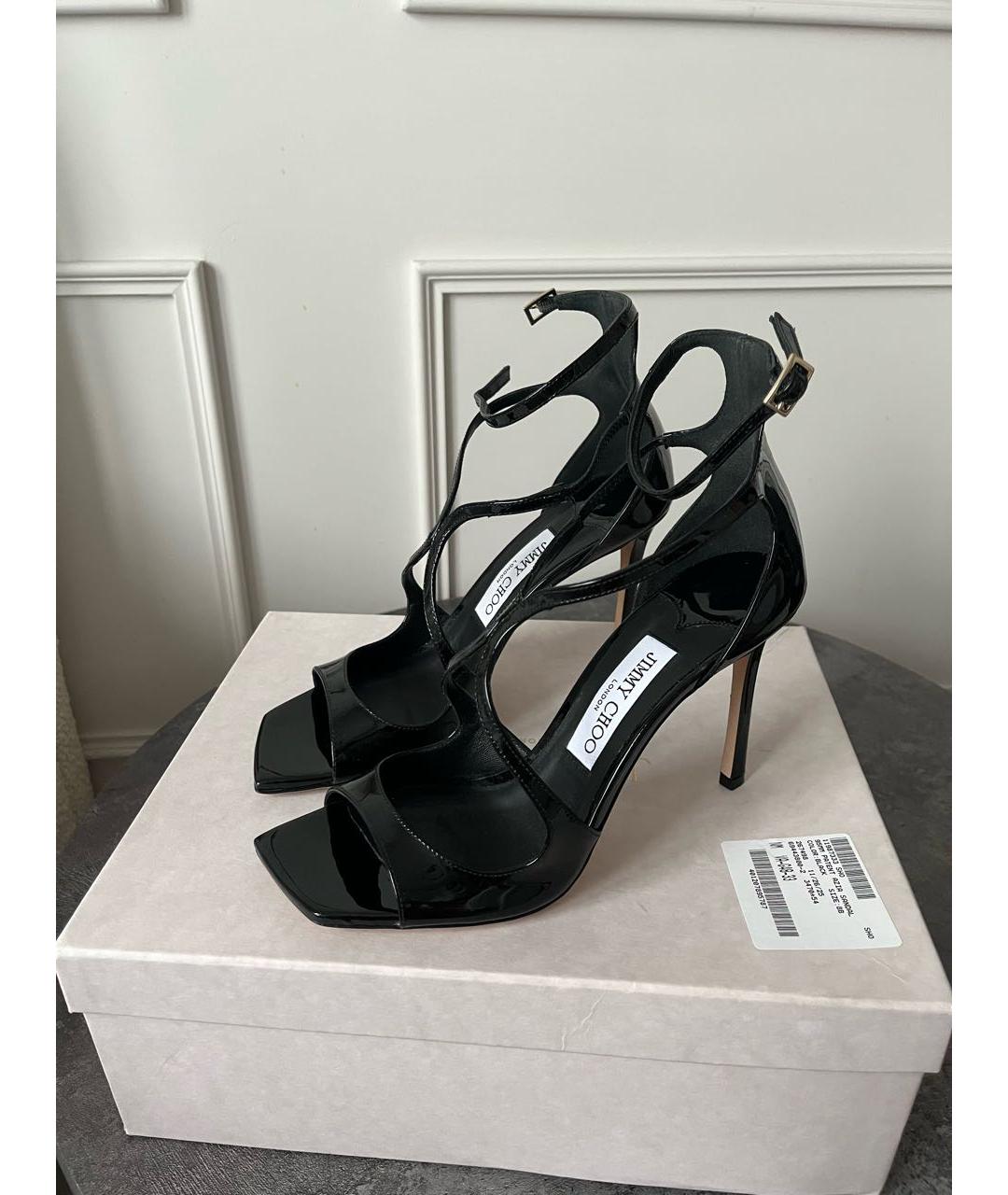 JIMMY CHOO Черные босоножки из лакированной кожи, фото 3