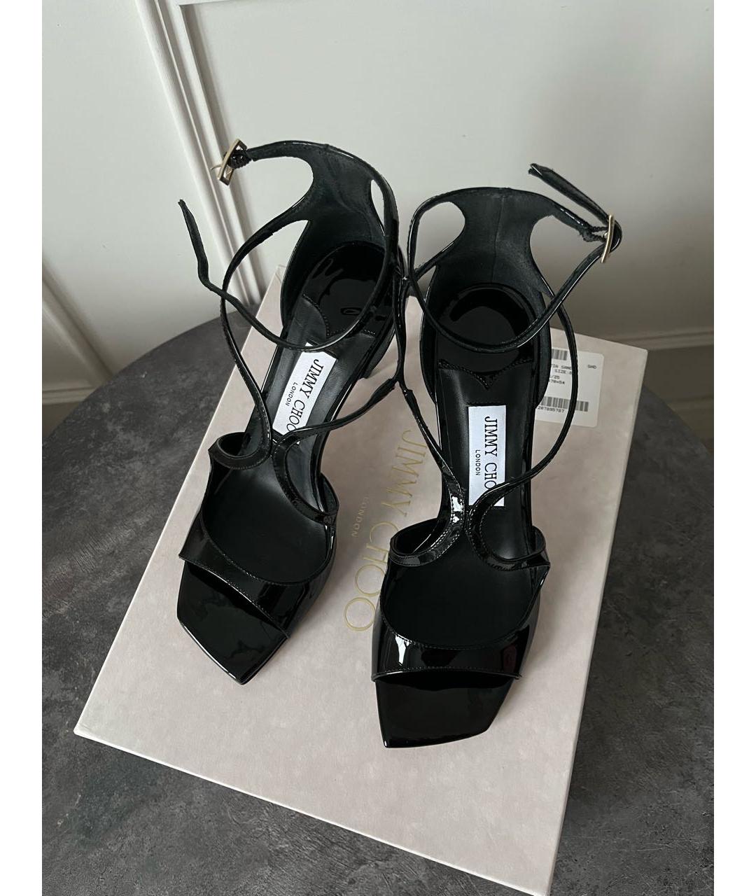 JIMMY CHOO Черные босоножки из лакированной кожи, фото 4