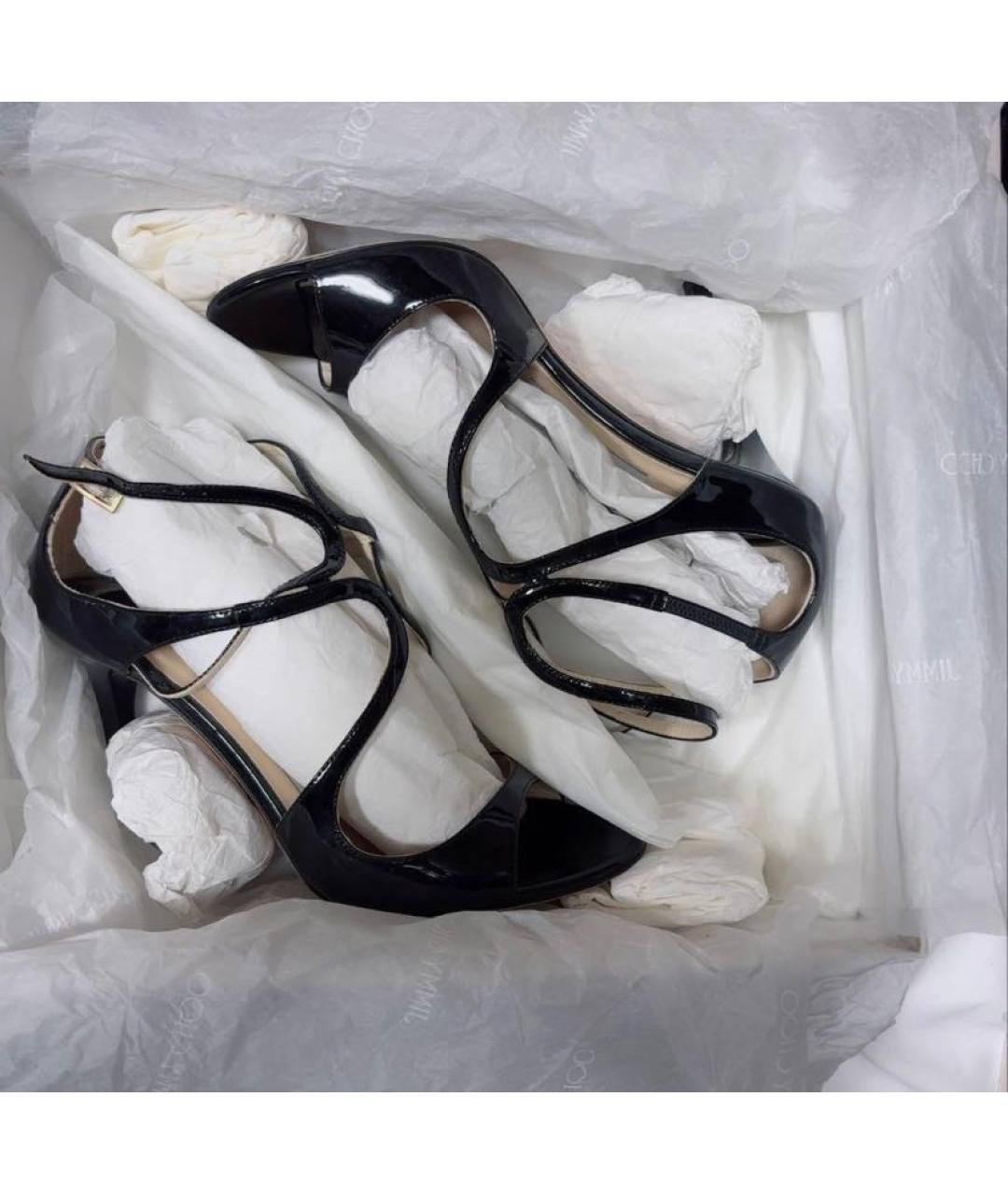 JIMMY CHOO Черные босоножки из лакированной кожи, фото 2