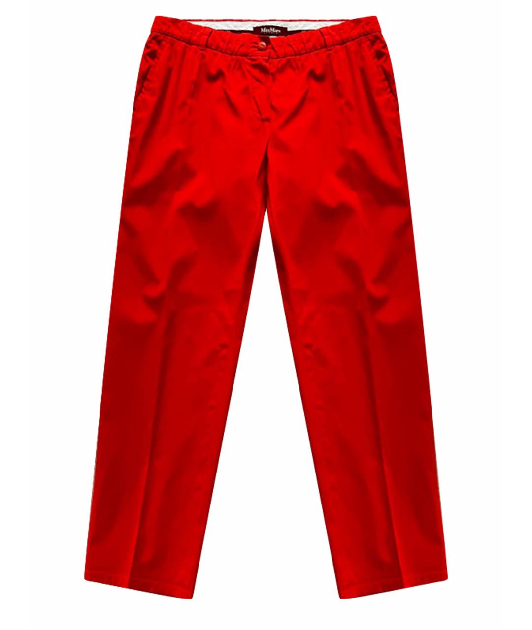 MAX MARA STUDIO Красные хлопко-эластановые брюки широкие, фото 1