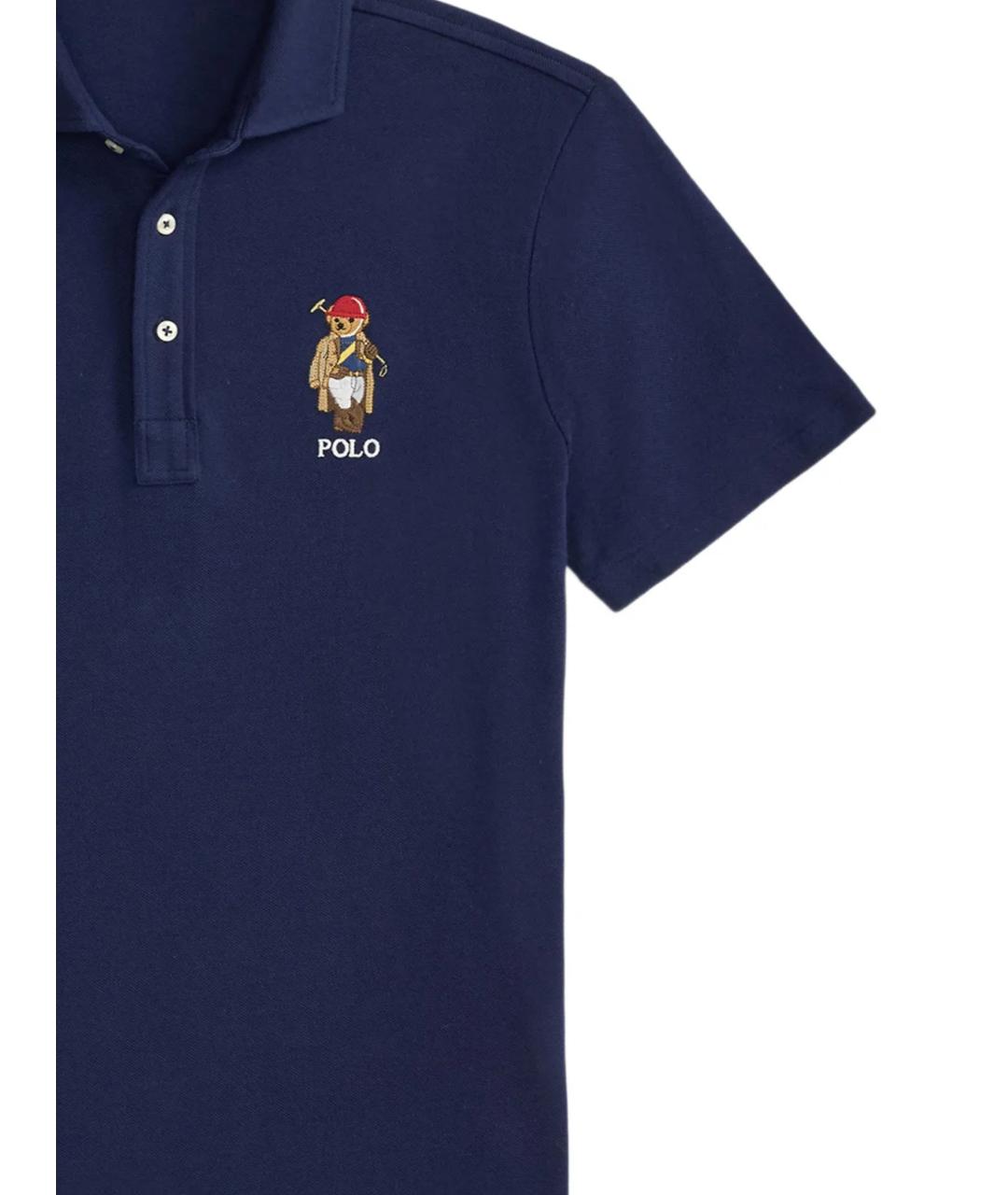 POLO RALPH LAUREN Синее хлопковое поло с коротким рукавом, фото 2