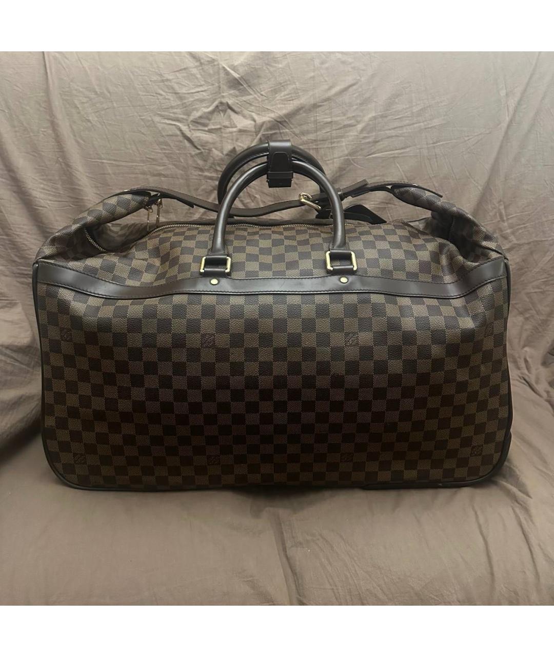LOUIS VUITTON Коричневый кожаный чемодан, фото 2