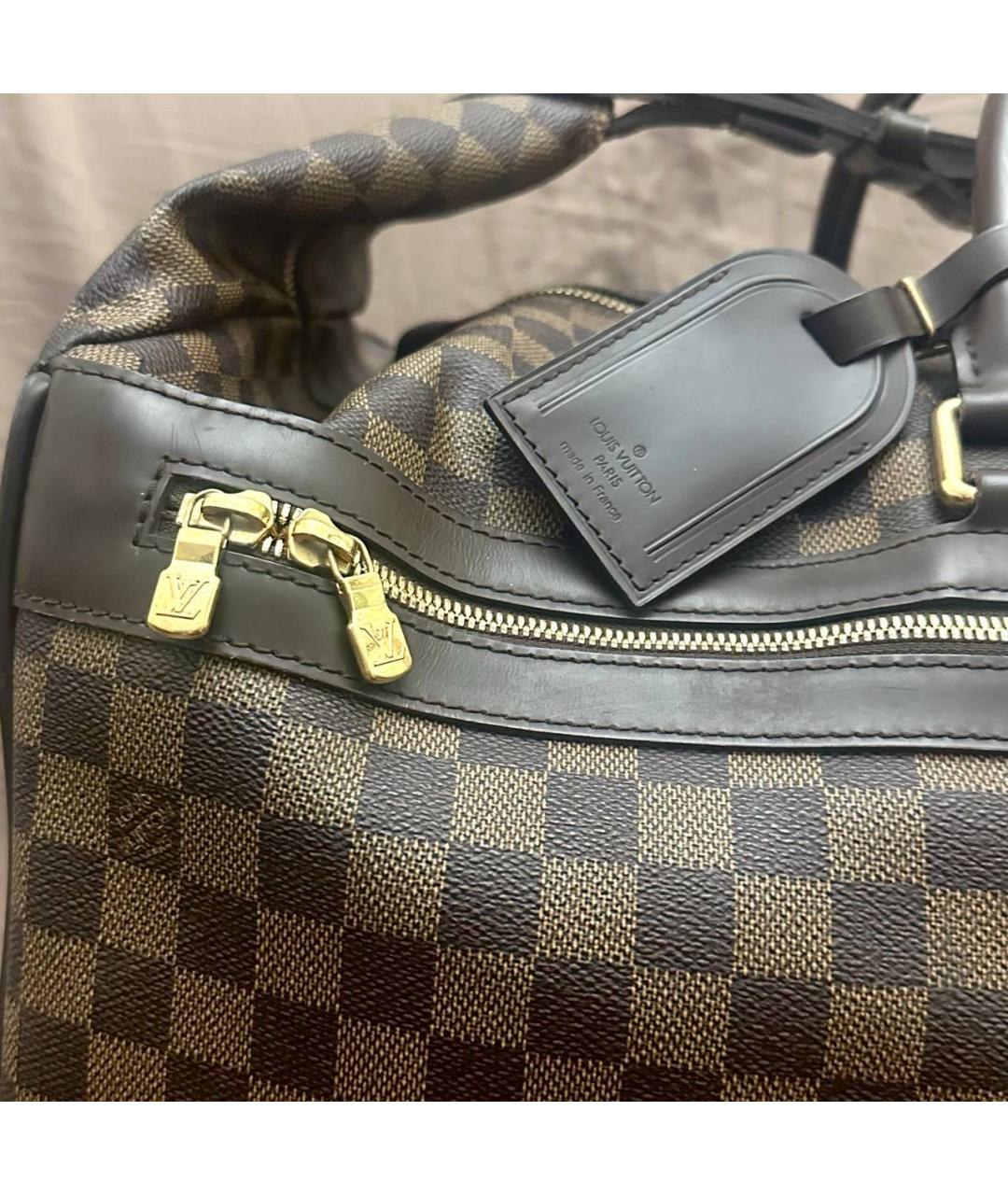 LOUIS VUITTON Коричневый кожаный чемодан, фото 5