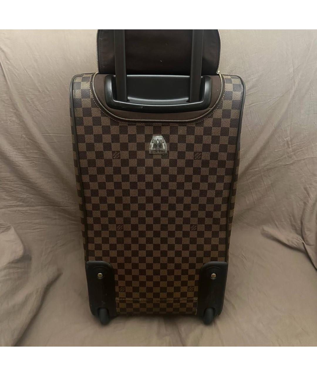 LOUIS VUITTON Коричневый кожаный чемодан, фото 7