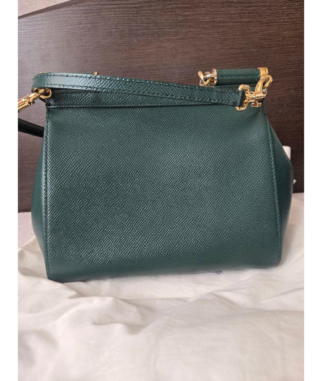 DOLCE&GABBANA Зеленая кожаная сумка с короткими ручками, фото 3