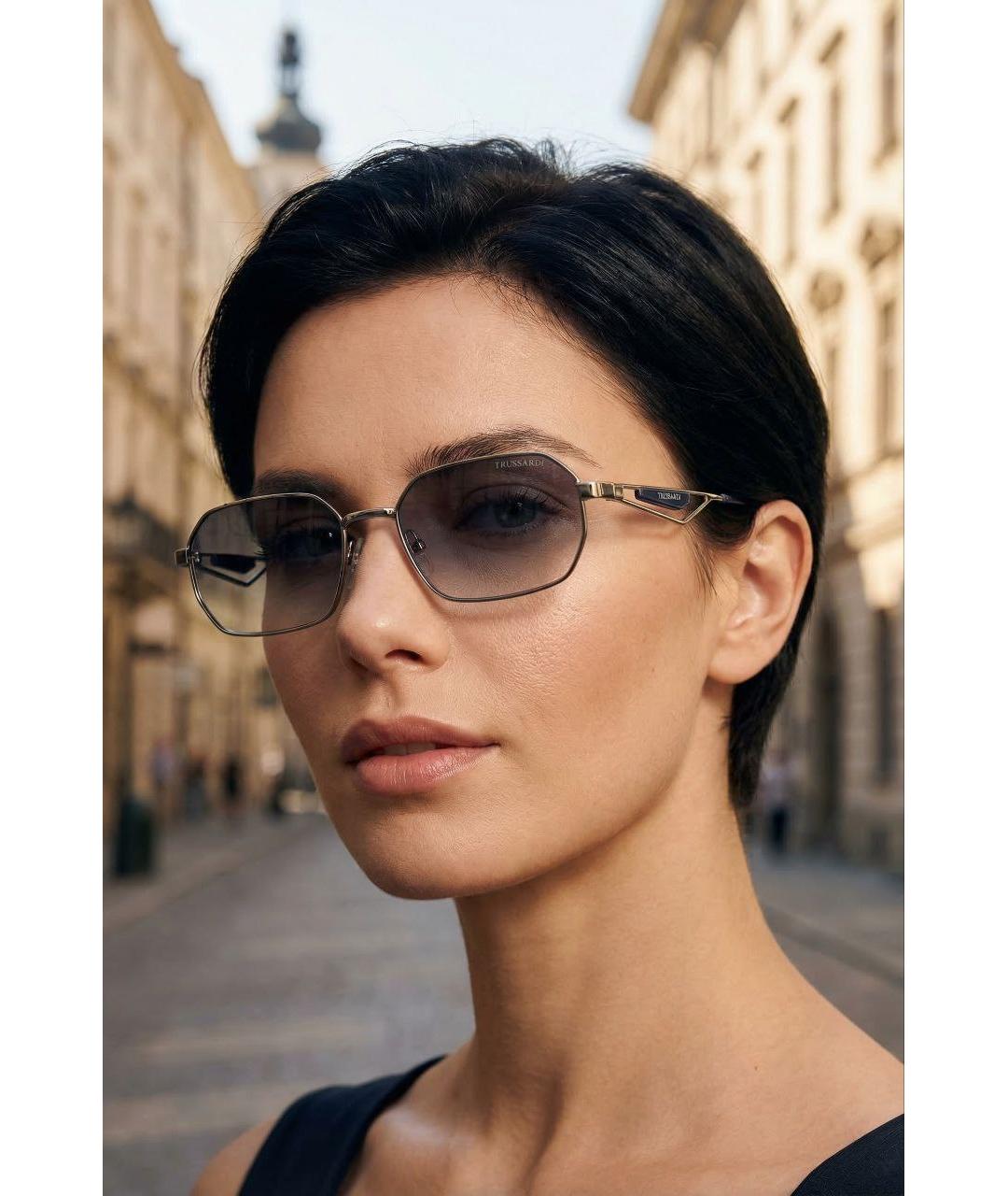 TRUSSARDI Серебряные металлические солнцезащитные очки, фото 7
